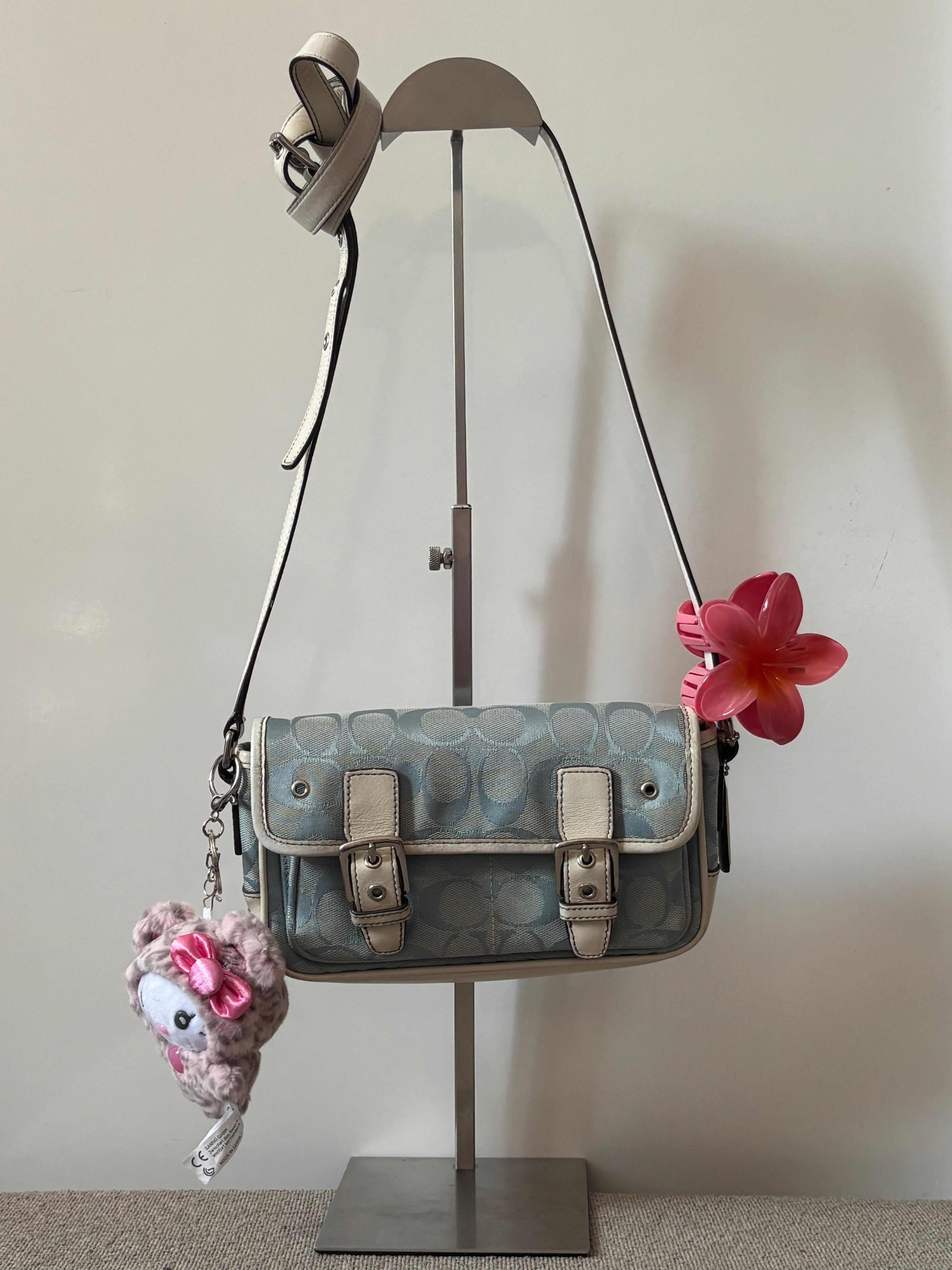 Rare Vintage Coach Blue Signature Crossbody Bag | 6844