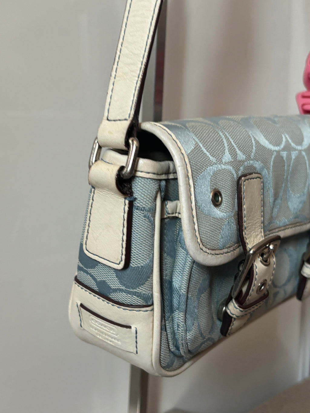 Rare Vintage Coach Blue Signature Crossbody Bag | 6844