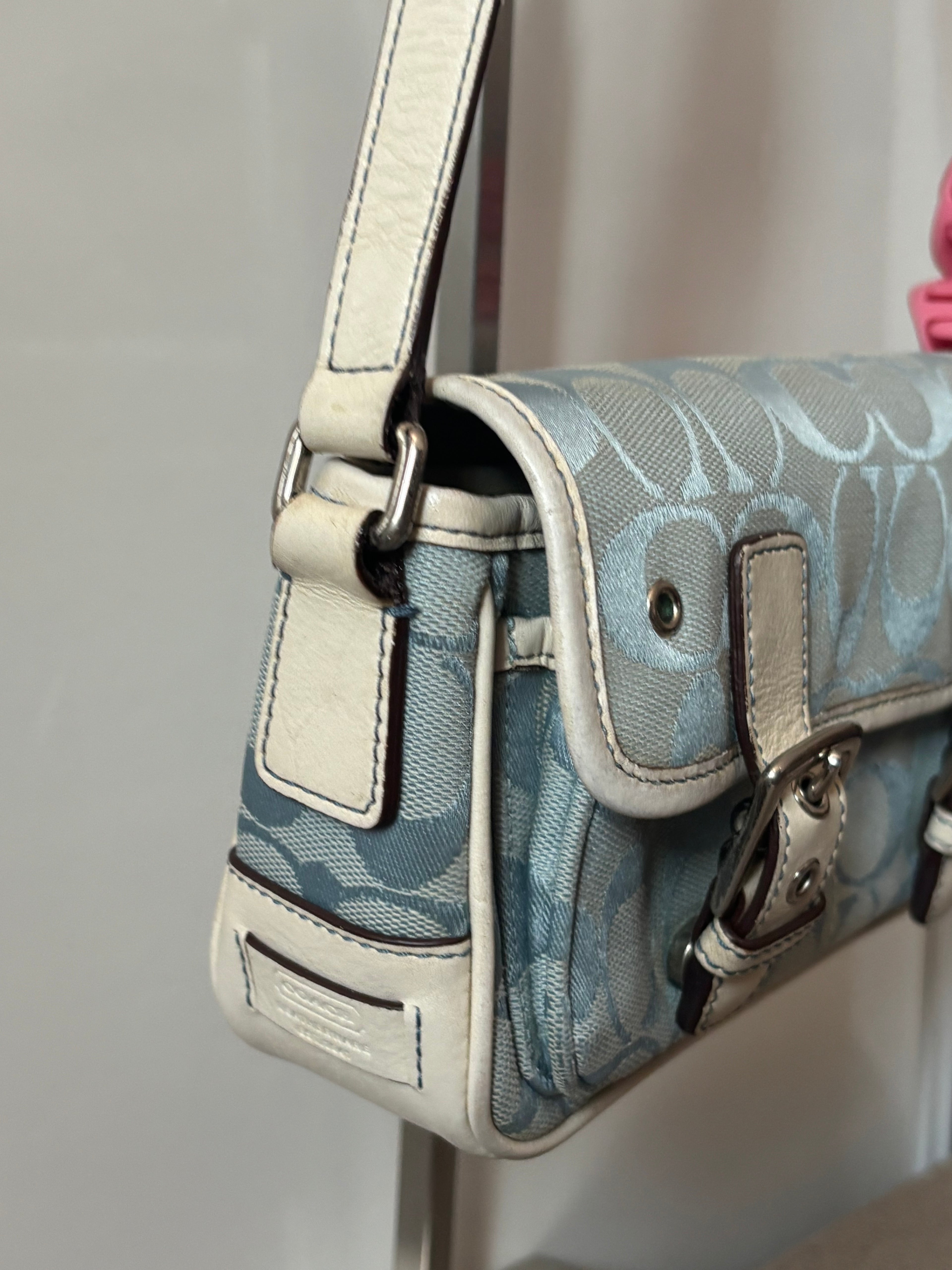Rare Vintage Coach Blue Signature Crossbody Bag | 6844
