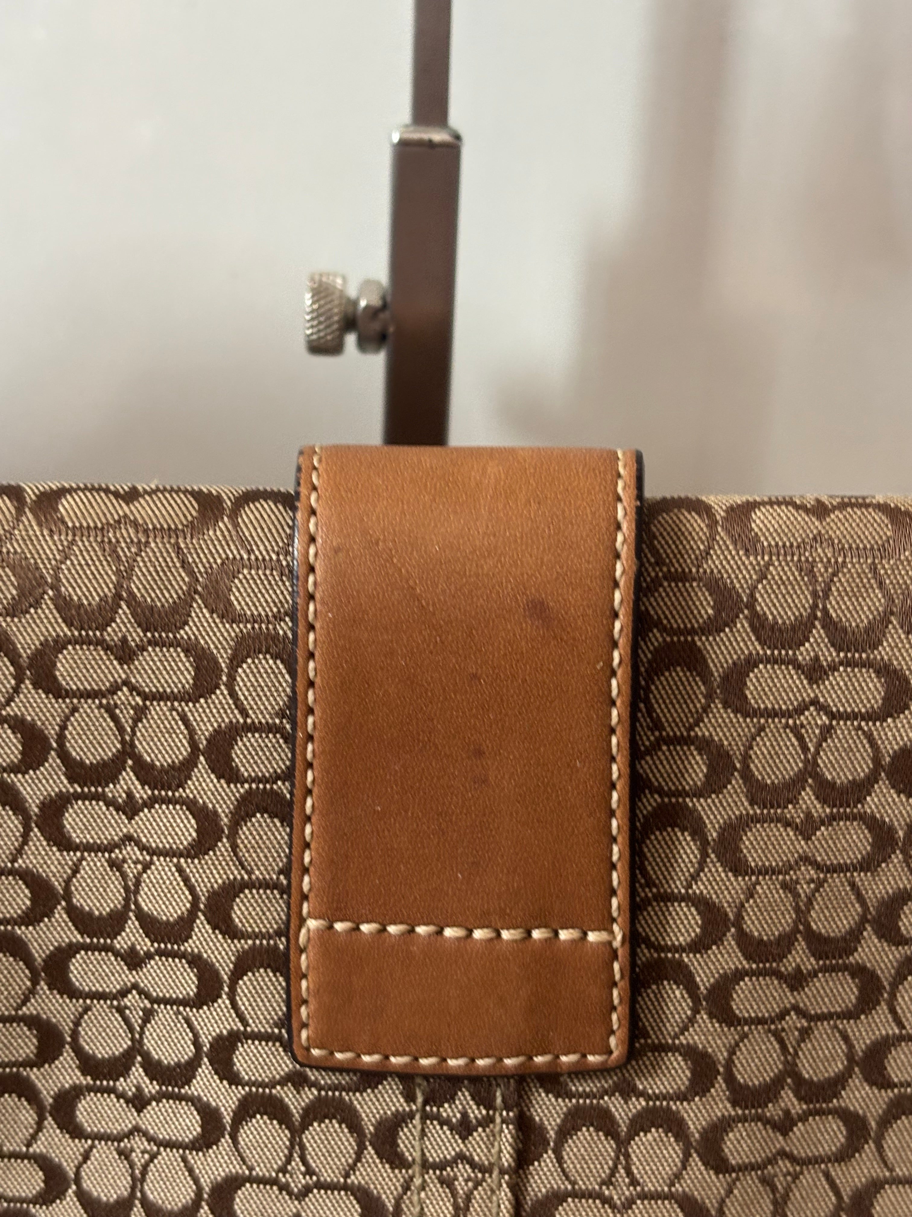 Vintage Coach Mini Brown Signature Canvas and Leather Shoulder Bag | 7075