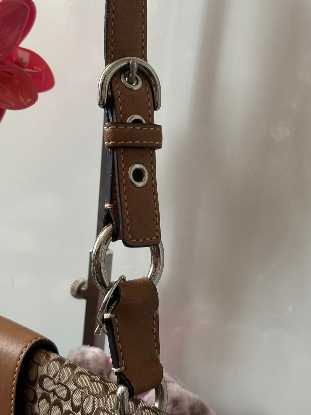 Vintage Coach Mini Brown Signature Canvas and Leather Shoulder Bag | 7075