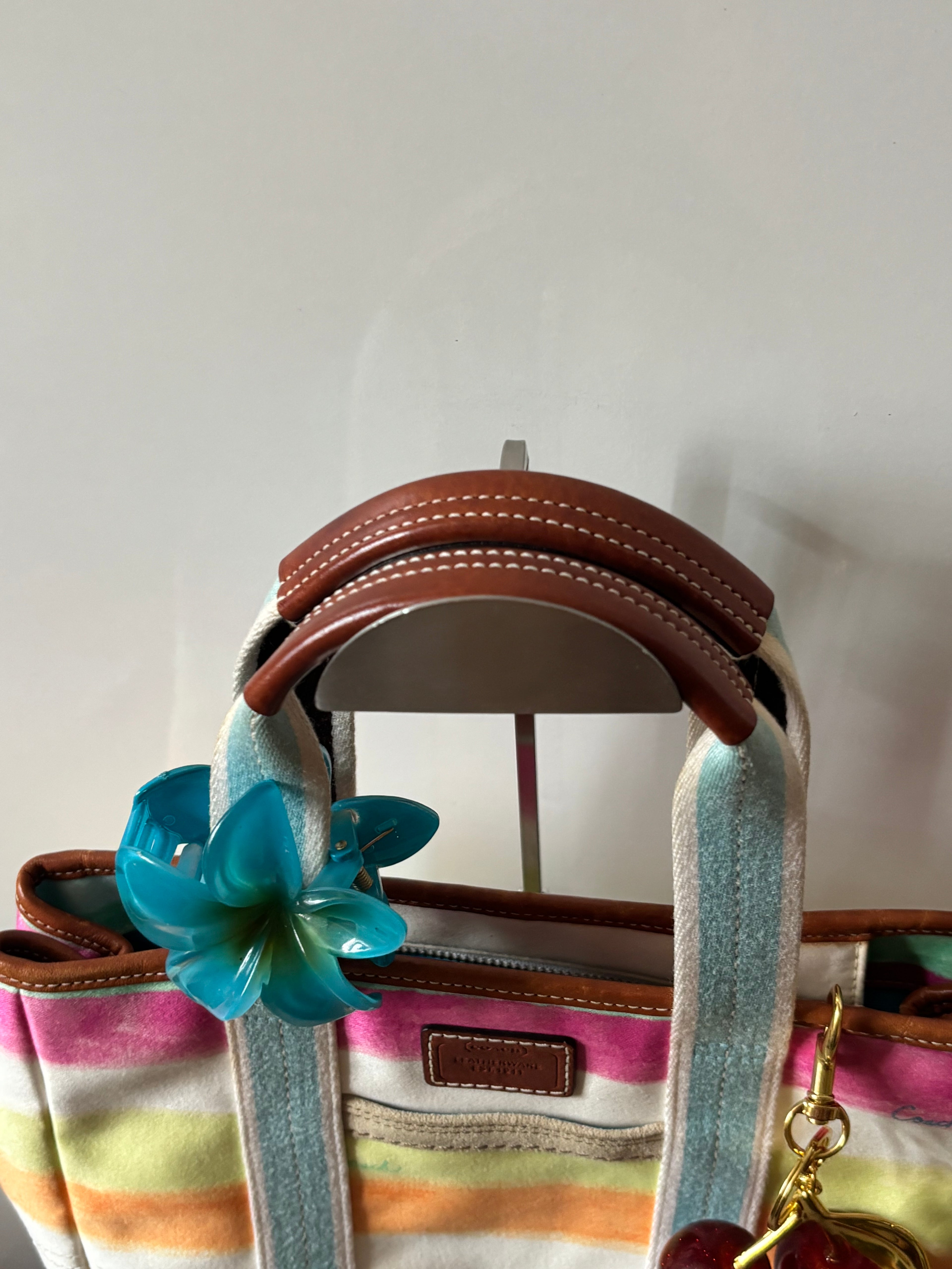 Coach Hampton Mini Multicolor Pastel Stripe Tote Bag | 10025