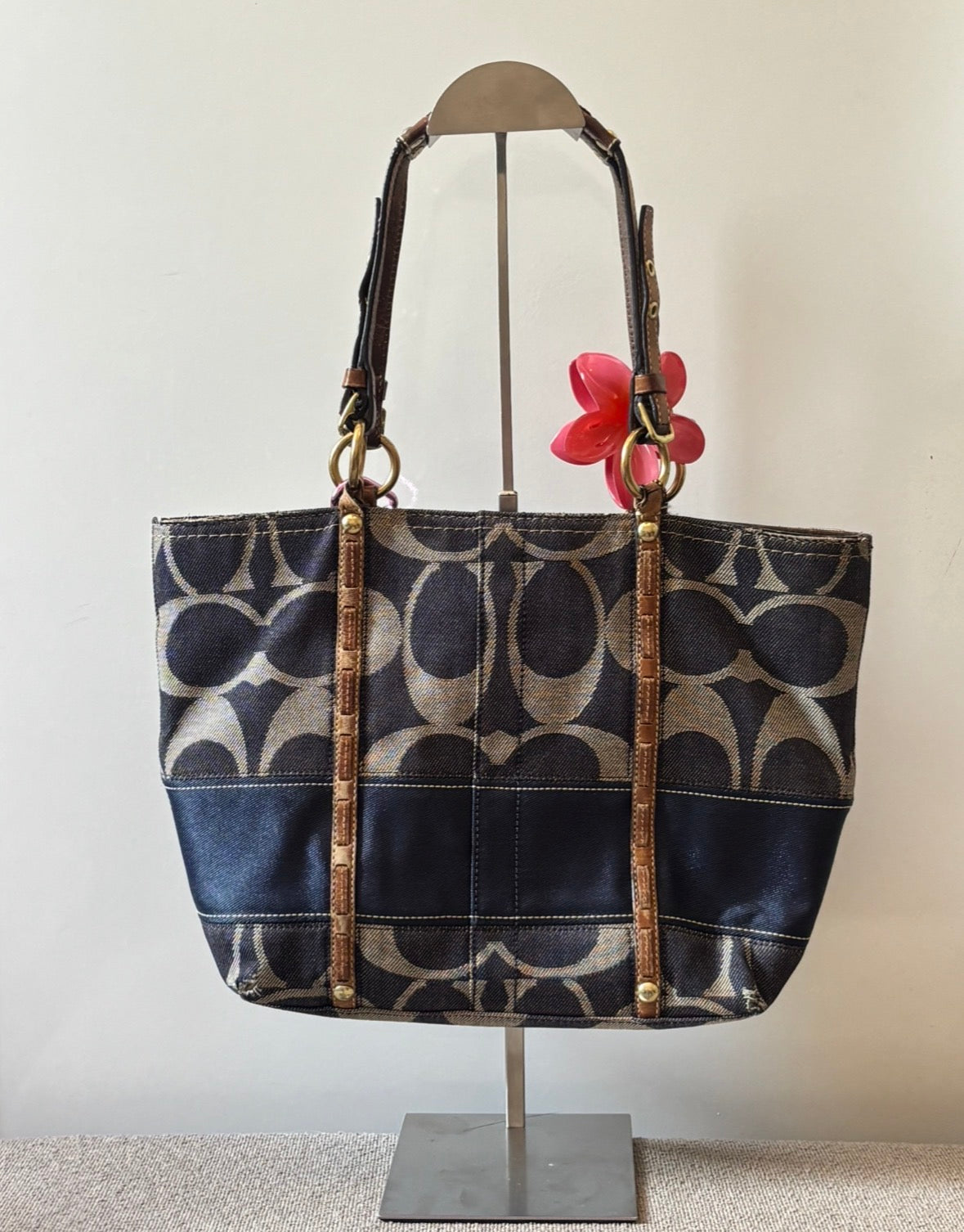 Coach Signature Denim Tote With Leather Part | 11179