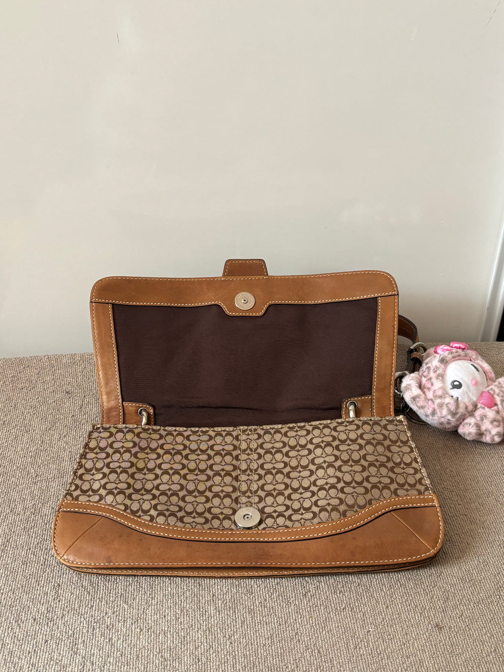 Vintage Coach Mini Brown Signature Canvas and Leather Shoulder Bag | 7075