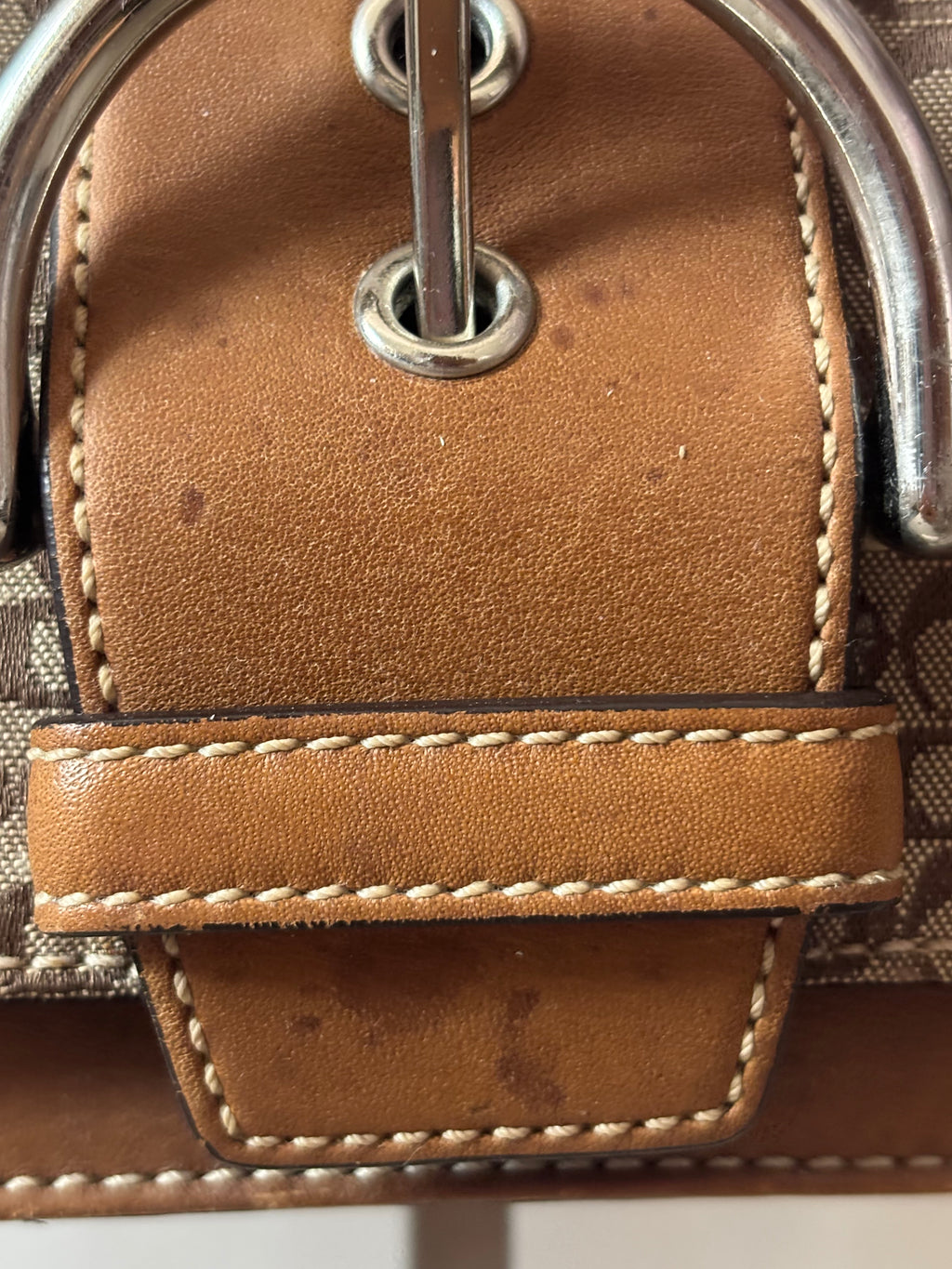 Vintage Coach Mini Brown Signature Canvas and Leather Shoulder Bag | 7075