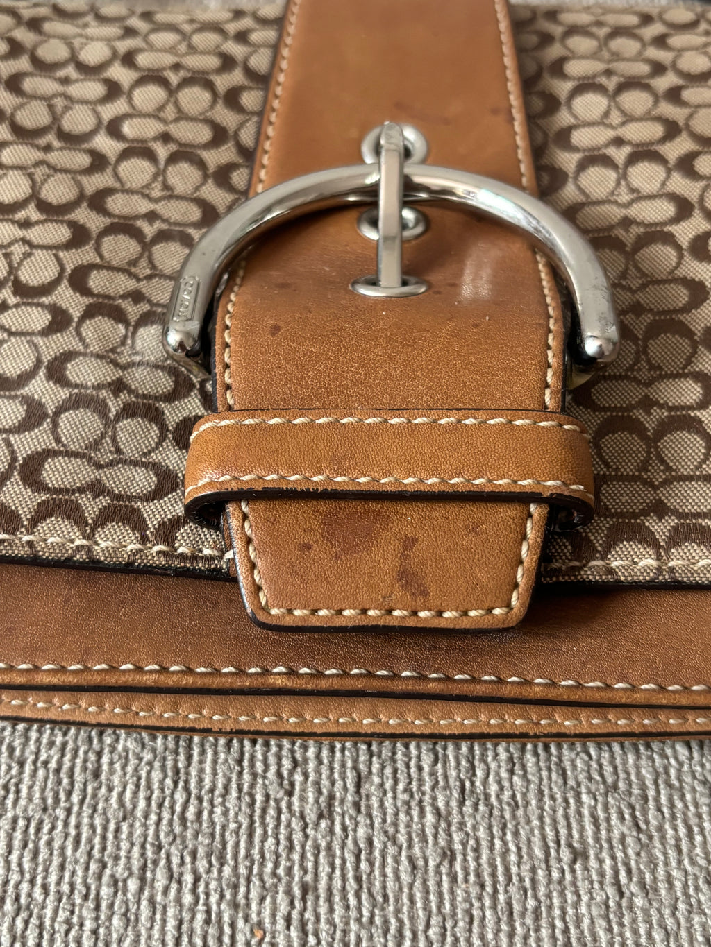 Vintage Coach Mini Brown Signature Canvas and Leather Shoulder Bag | 7075