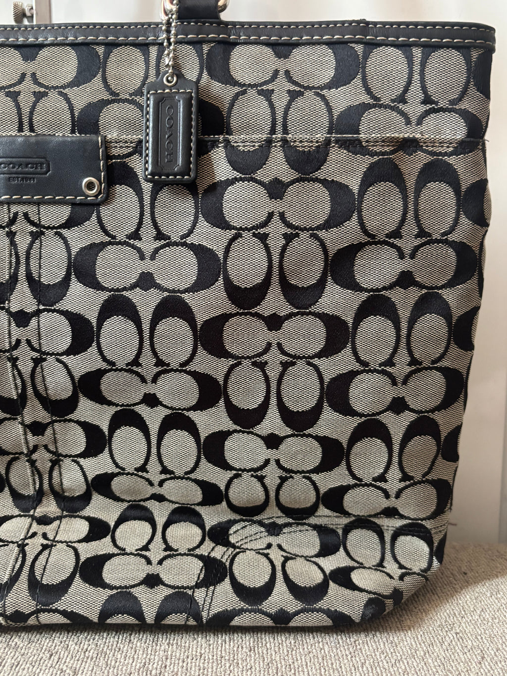 Vintage Coach Black Signature Tote Bag | 13063
