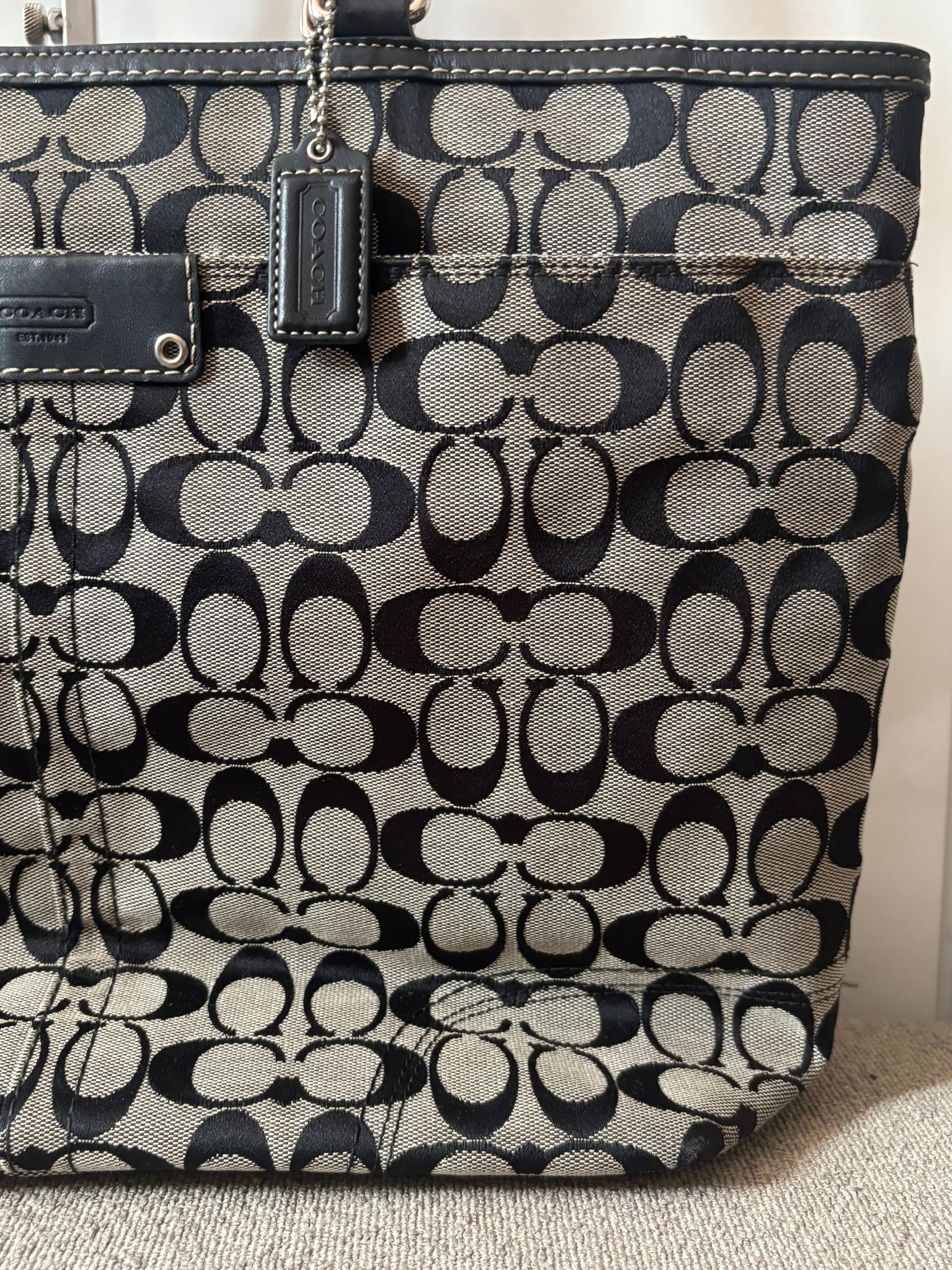 Vintage Coach Black Signature Tote Bag | 13063