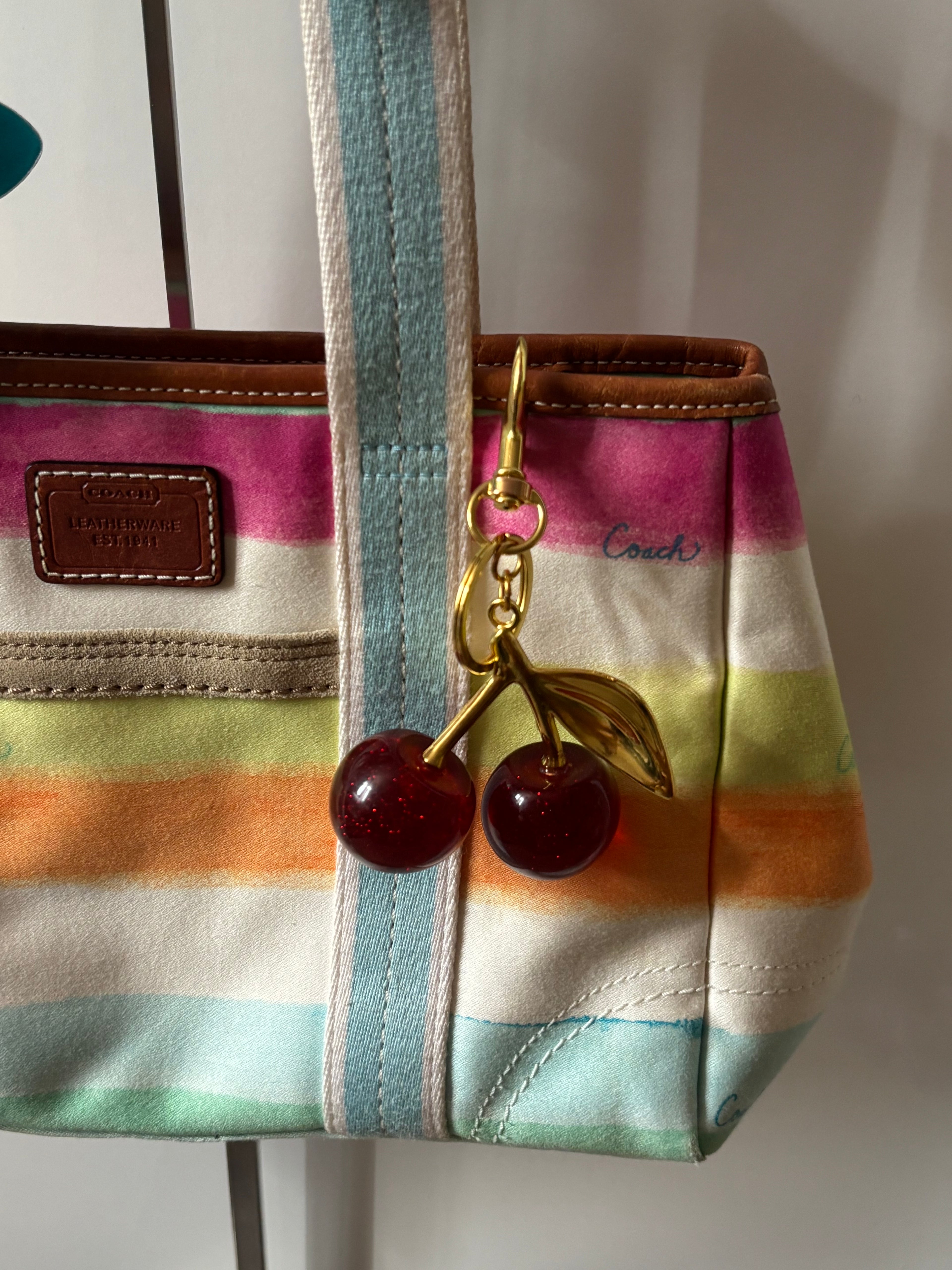 Coach Hampton Mini Multicolor Pastel Stripe Tote Bag | 10025