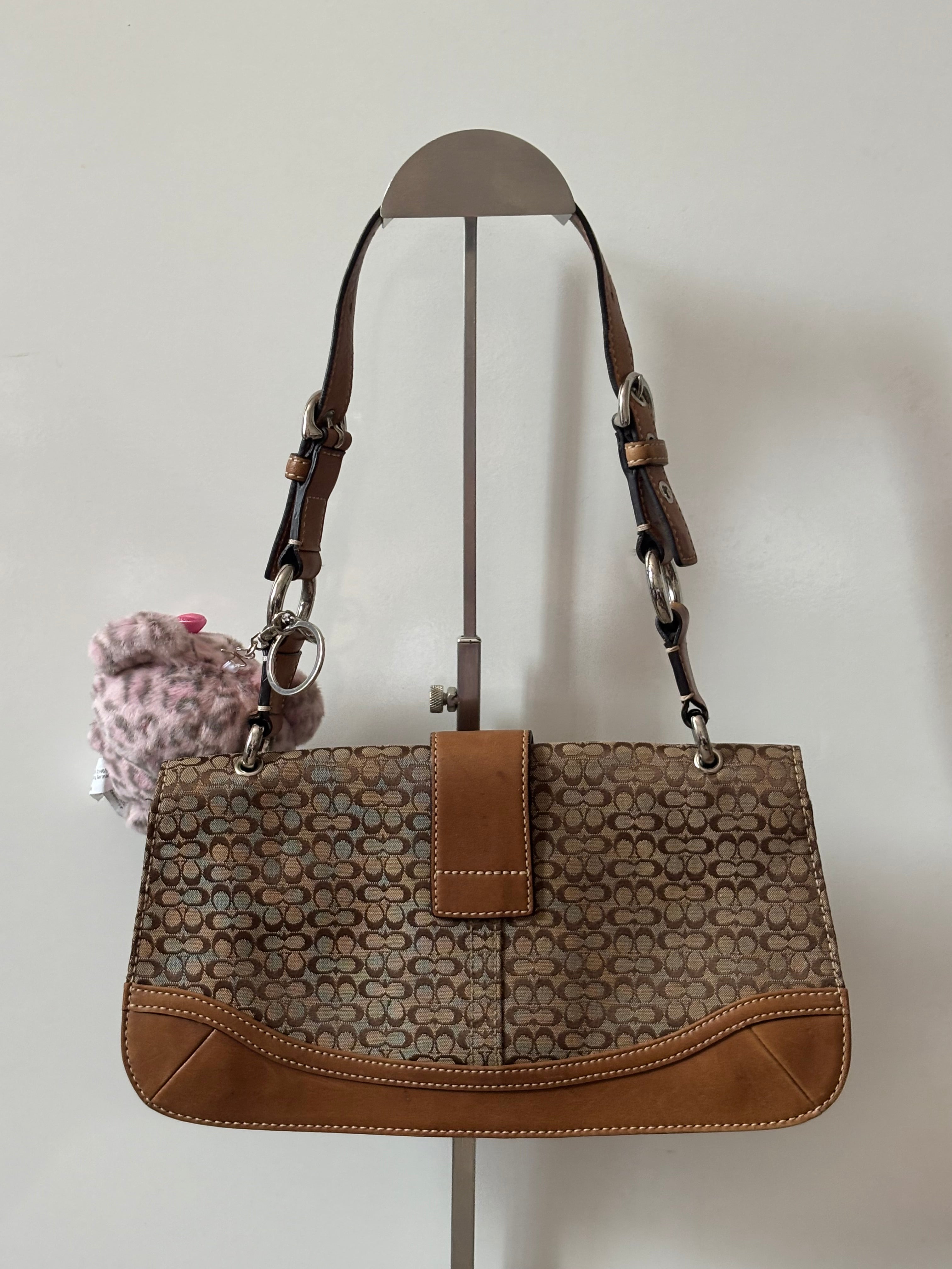 Vintage Coach Mini Brown Signature Canvas and Leather Shoulder Bag | 7075