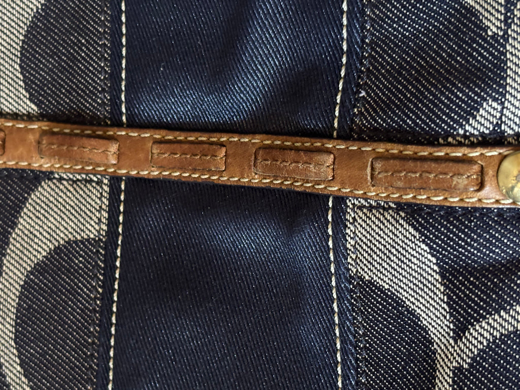 Coach Signature Denim Tote With Leather Part | 11179