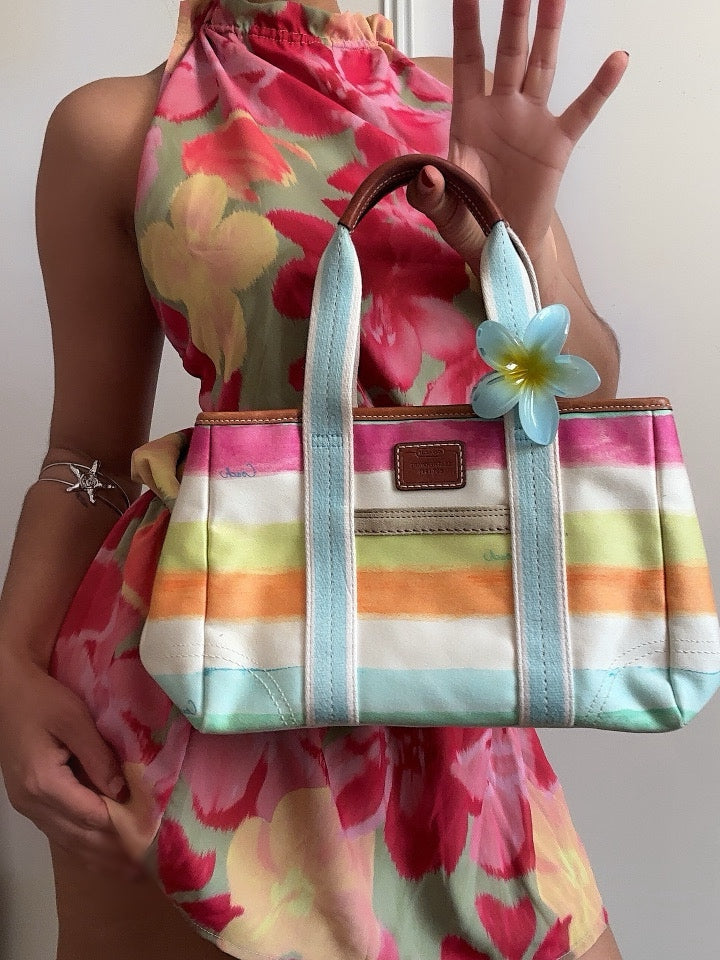 Coach Hampton Mini Multicolor Pastel Stripe Tragetasche | 10025