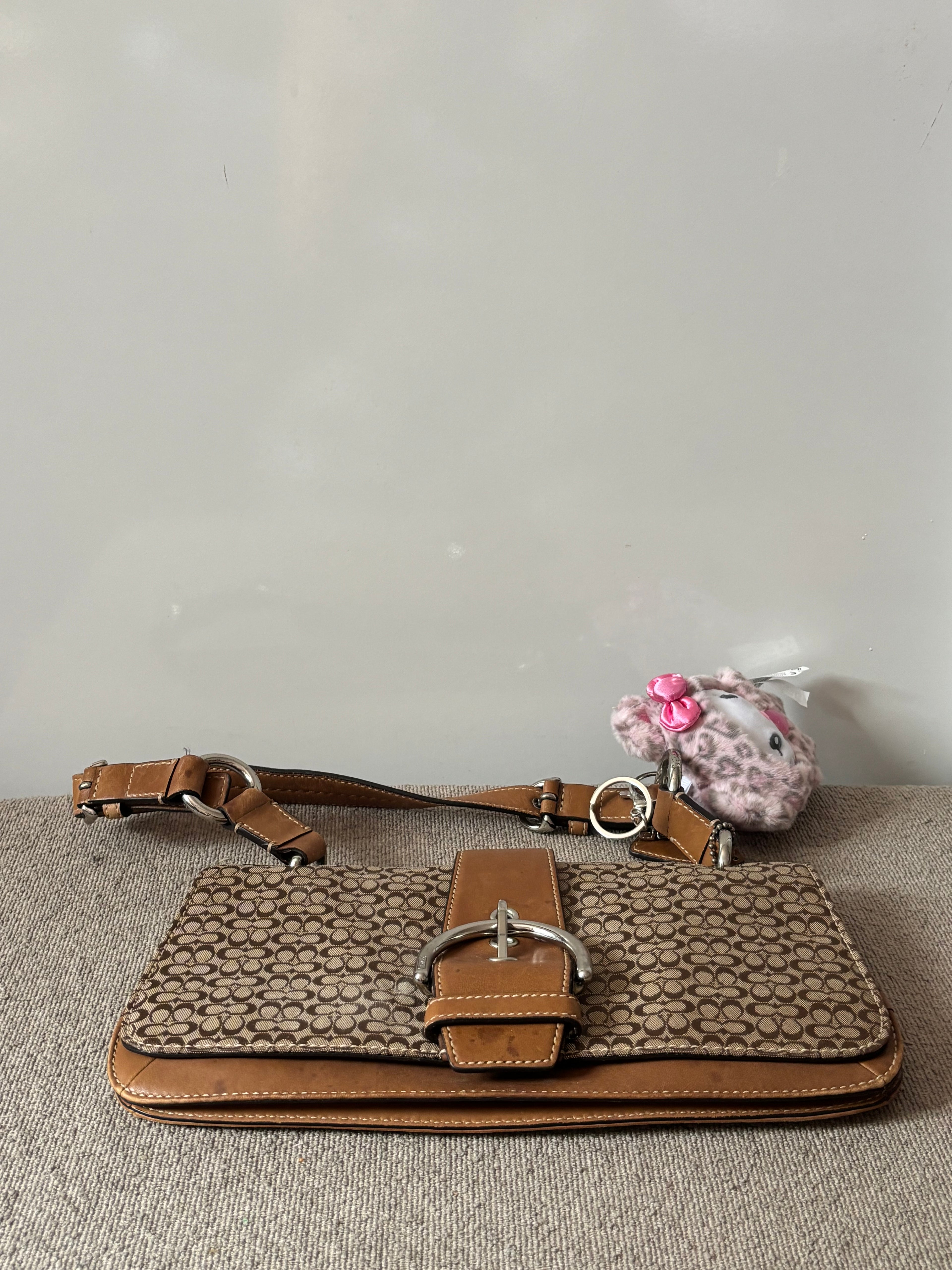 Vintage Coach Mini Brown Signature Canvas and Leather Shoulder Bag | 7075