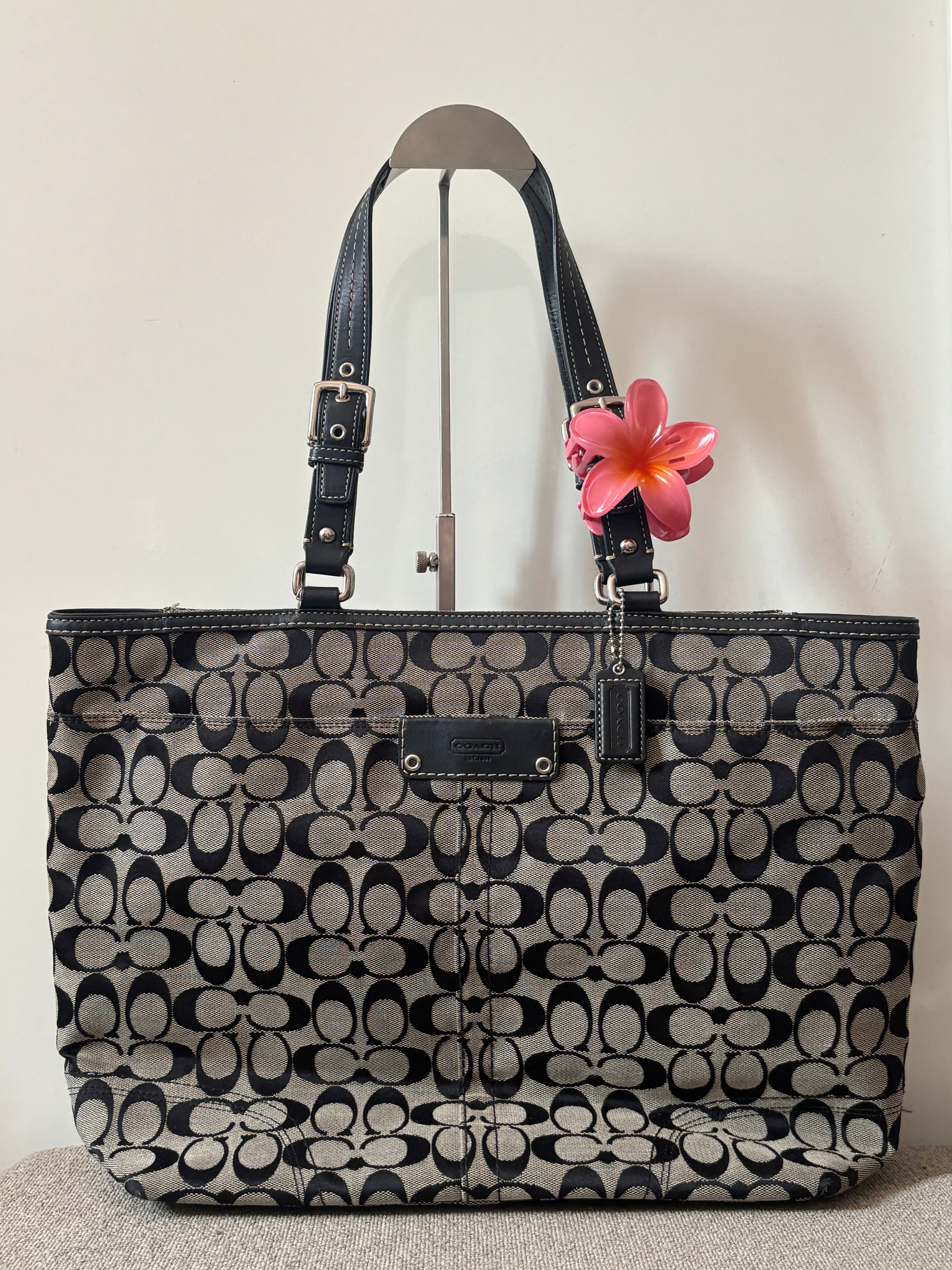 Vintage Coach Black Signature Tote Bag | 13063