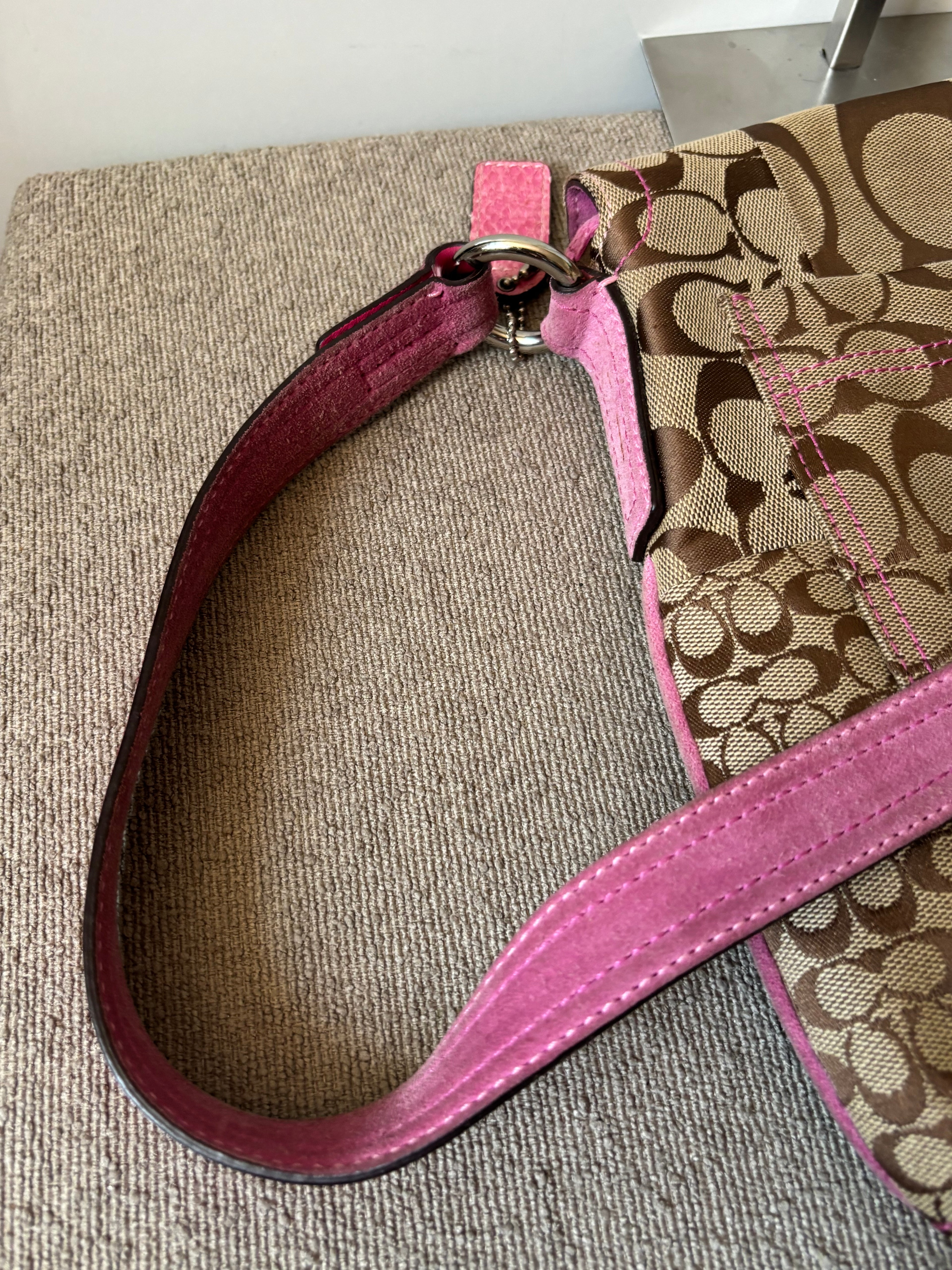 Vintage Coach Pink Patchwork Buckle Crossbody Bag 3690