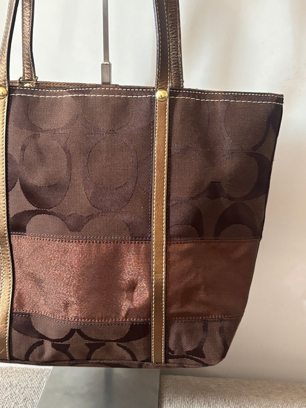 Vintage Coach Brown Signature Tote Bag | 11098