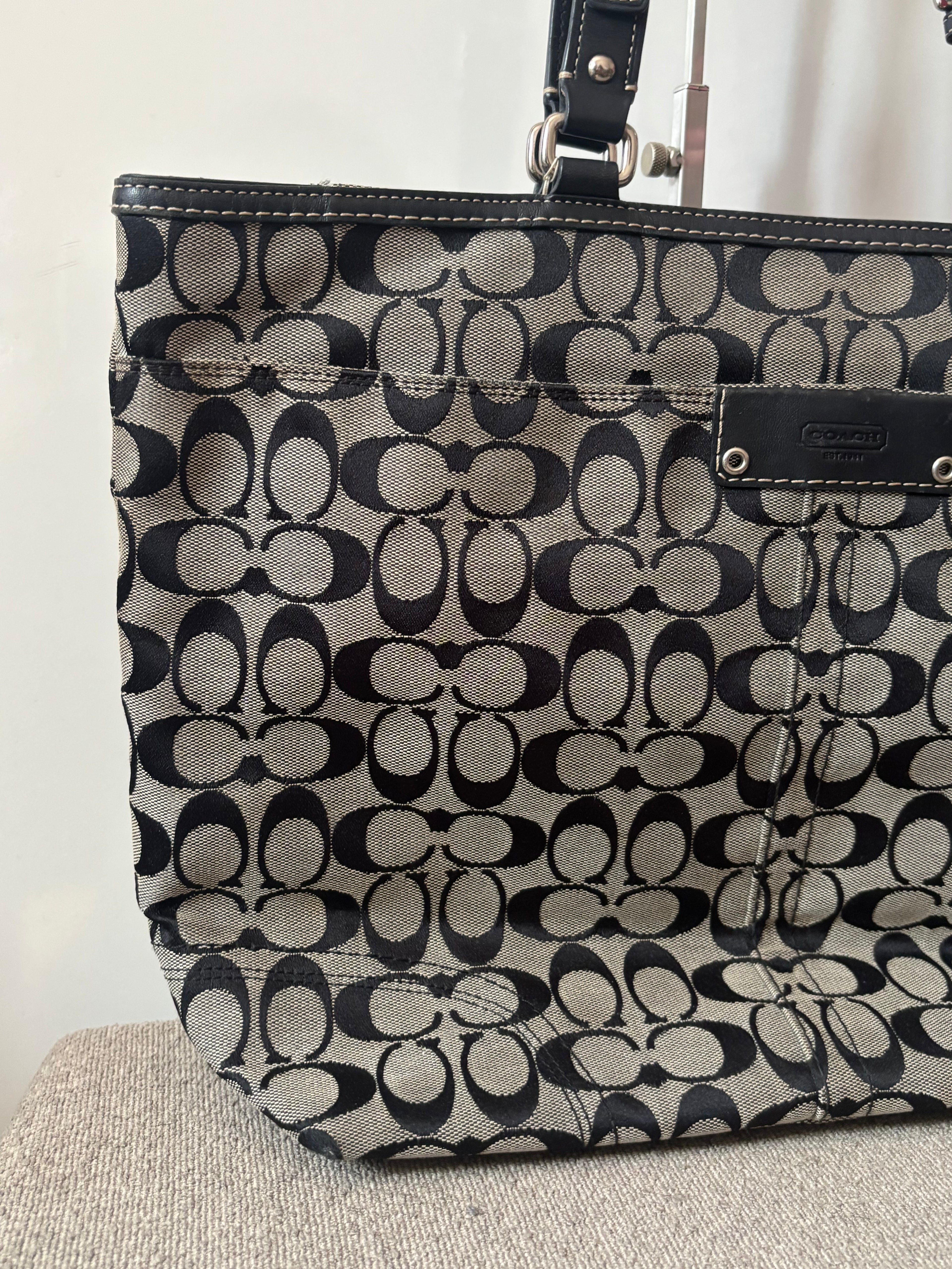 Vintage Coach Black Signature Tote Bag | 13063