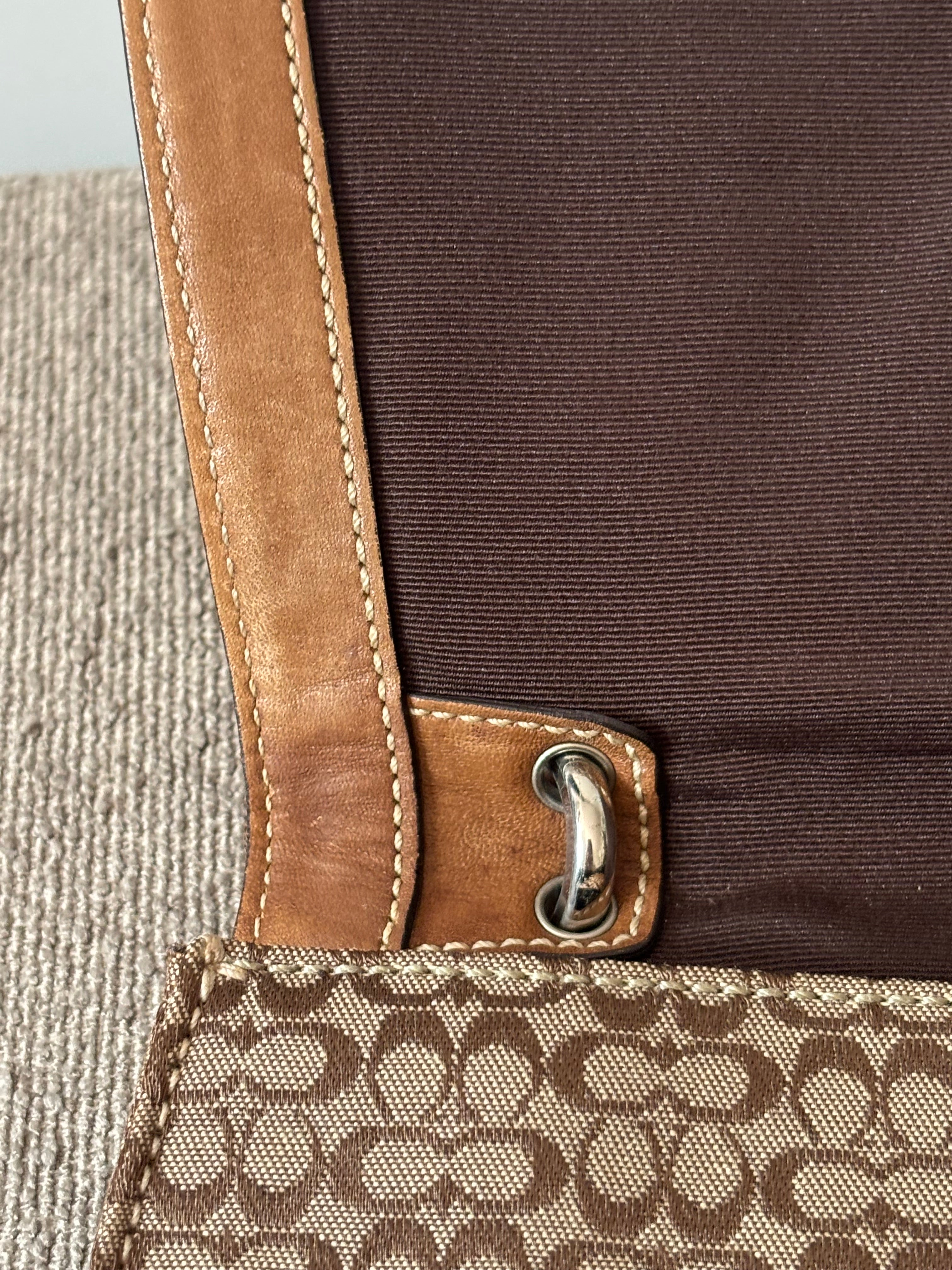 Vintage Coach Mini Brown Signature Canvas and Leather Shoulder Bag | 7075