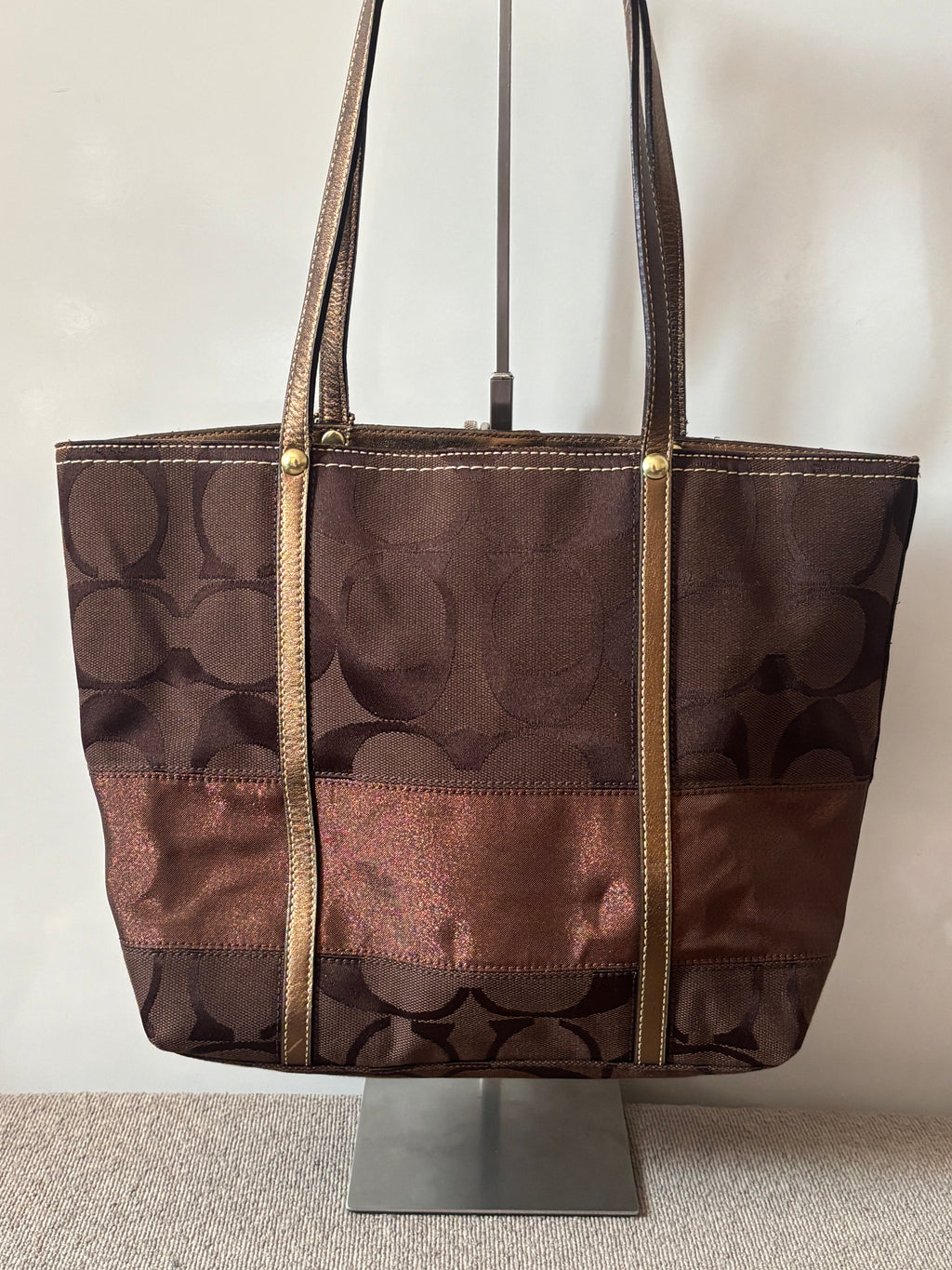 Vintage Coach Brown Signature Tote Bag | 11098