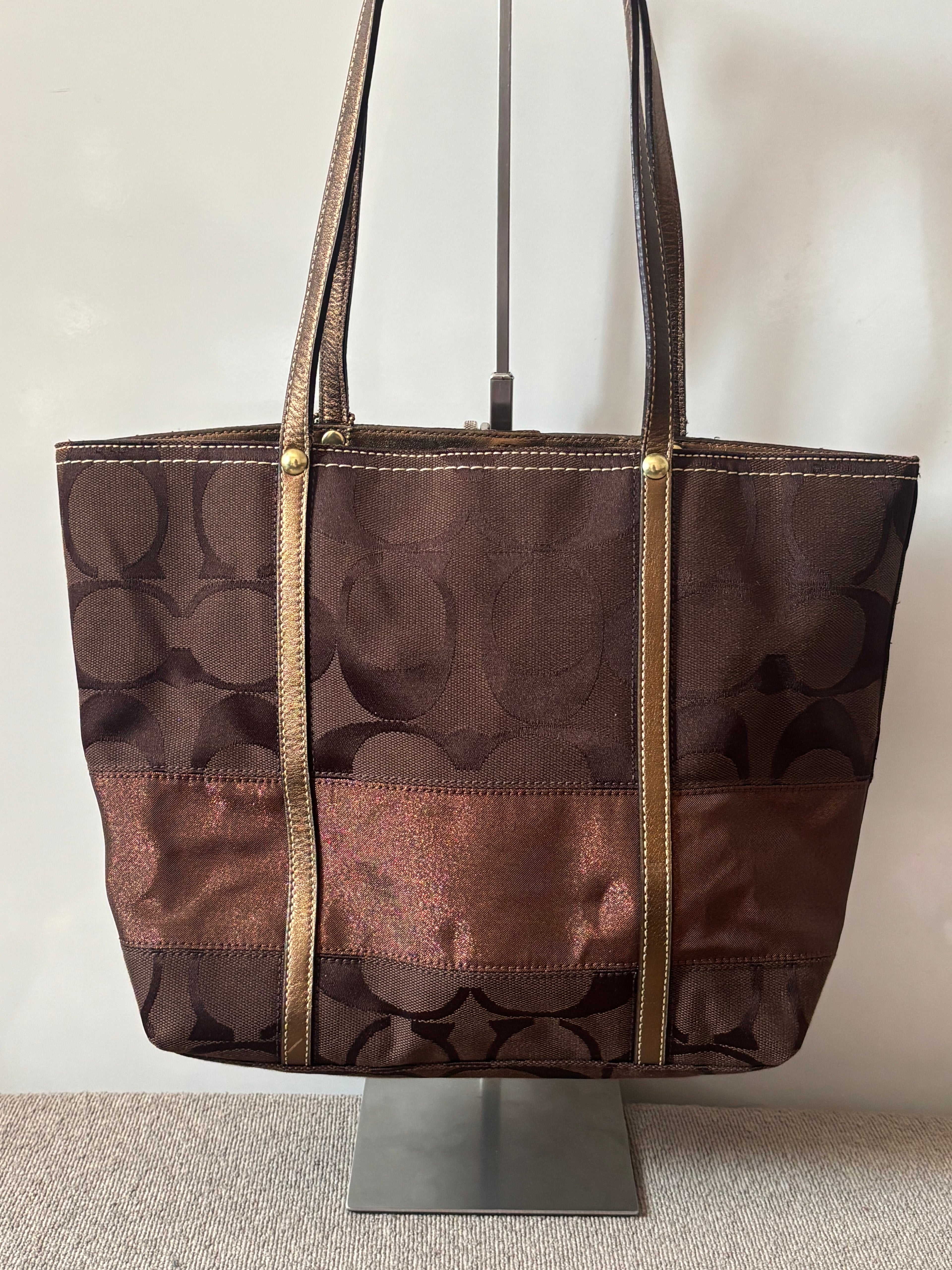 Vintage Coach Brown Signature Tote Bag | 11098