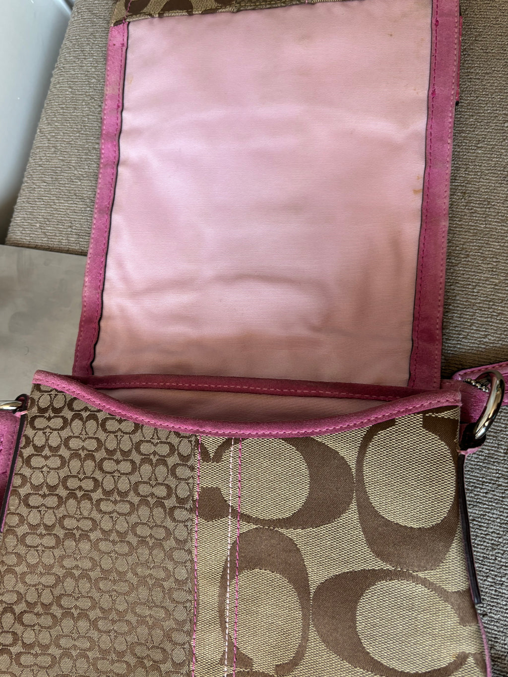 Vintage Coach Pink Patchwork Buckle Crossbody Bag 3690