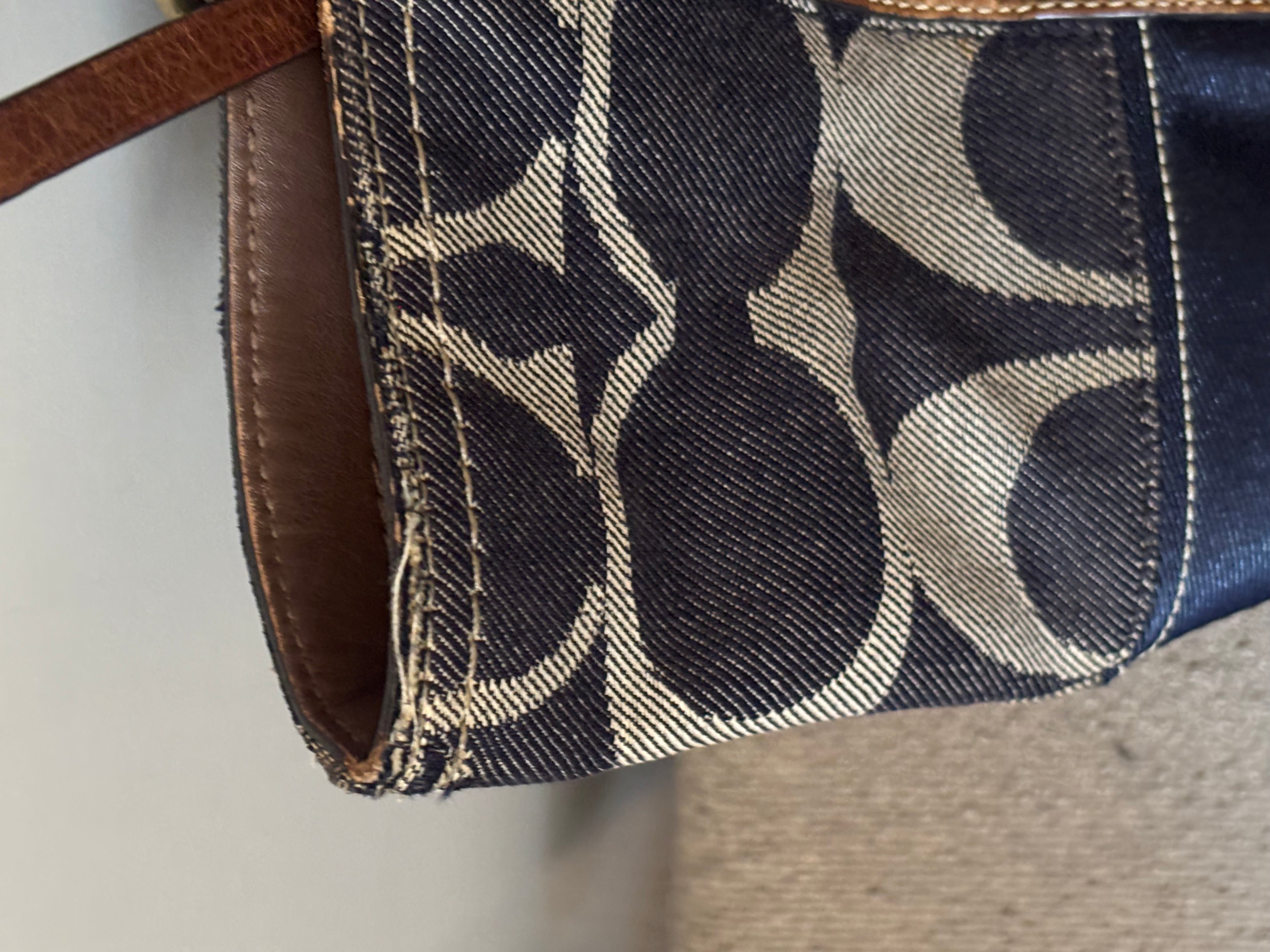 Coach Signature Denim Tote With Leather Part | 11179