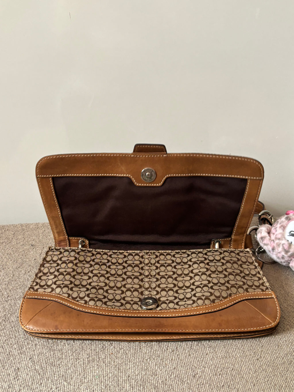 Vintage Coach Mini Brown Signature Canvas and Leather Shoulder Bag | 7075
