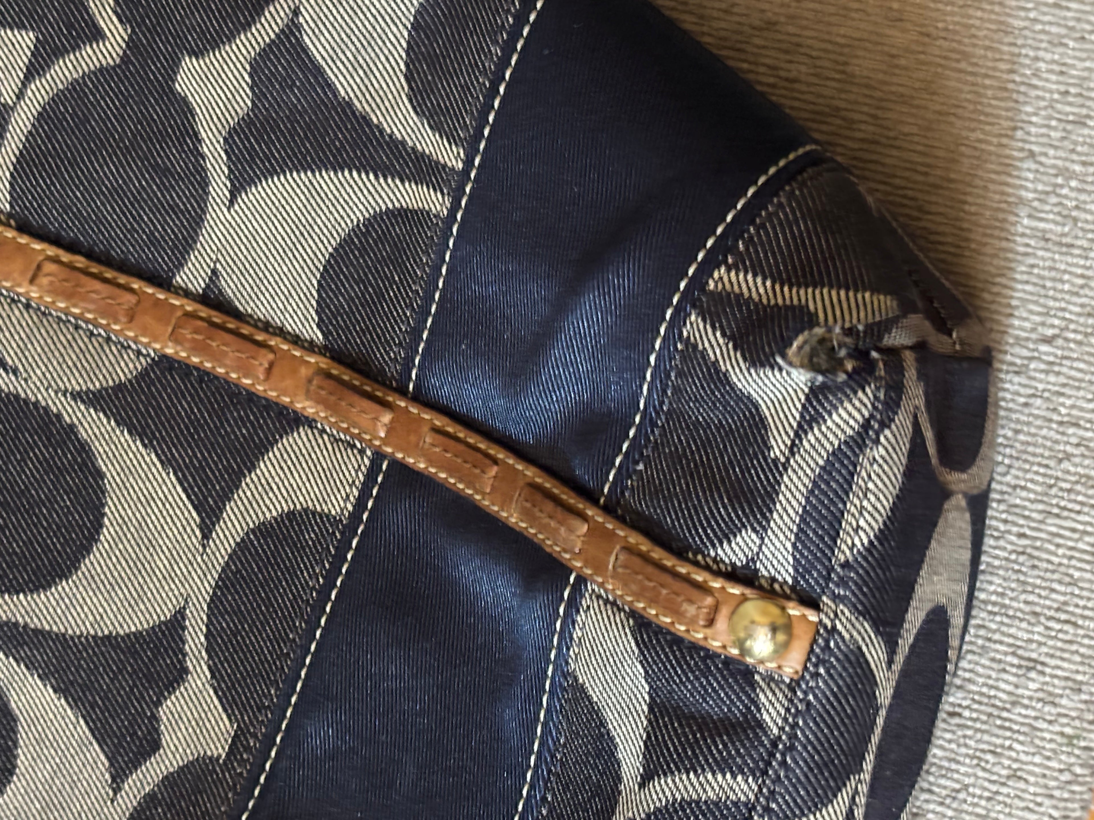 Coach Signature Denim Tote With Leather Part | 11179