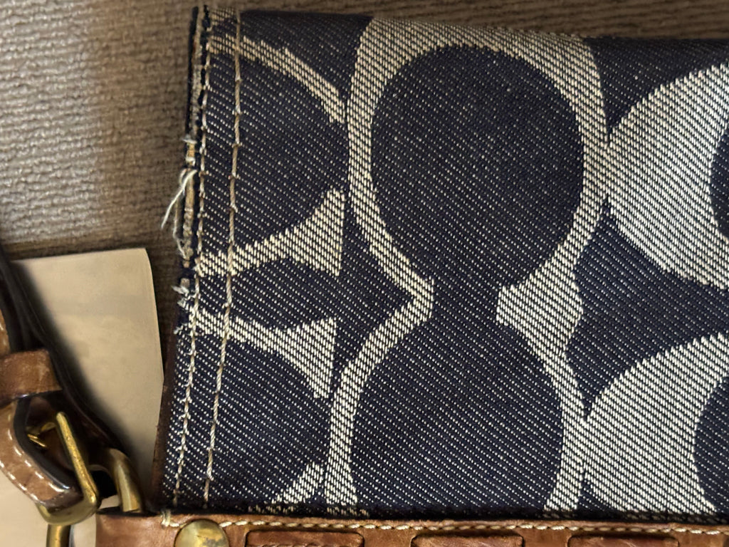 Coach Signature Denim Tote With Leather Part | 11179