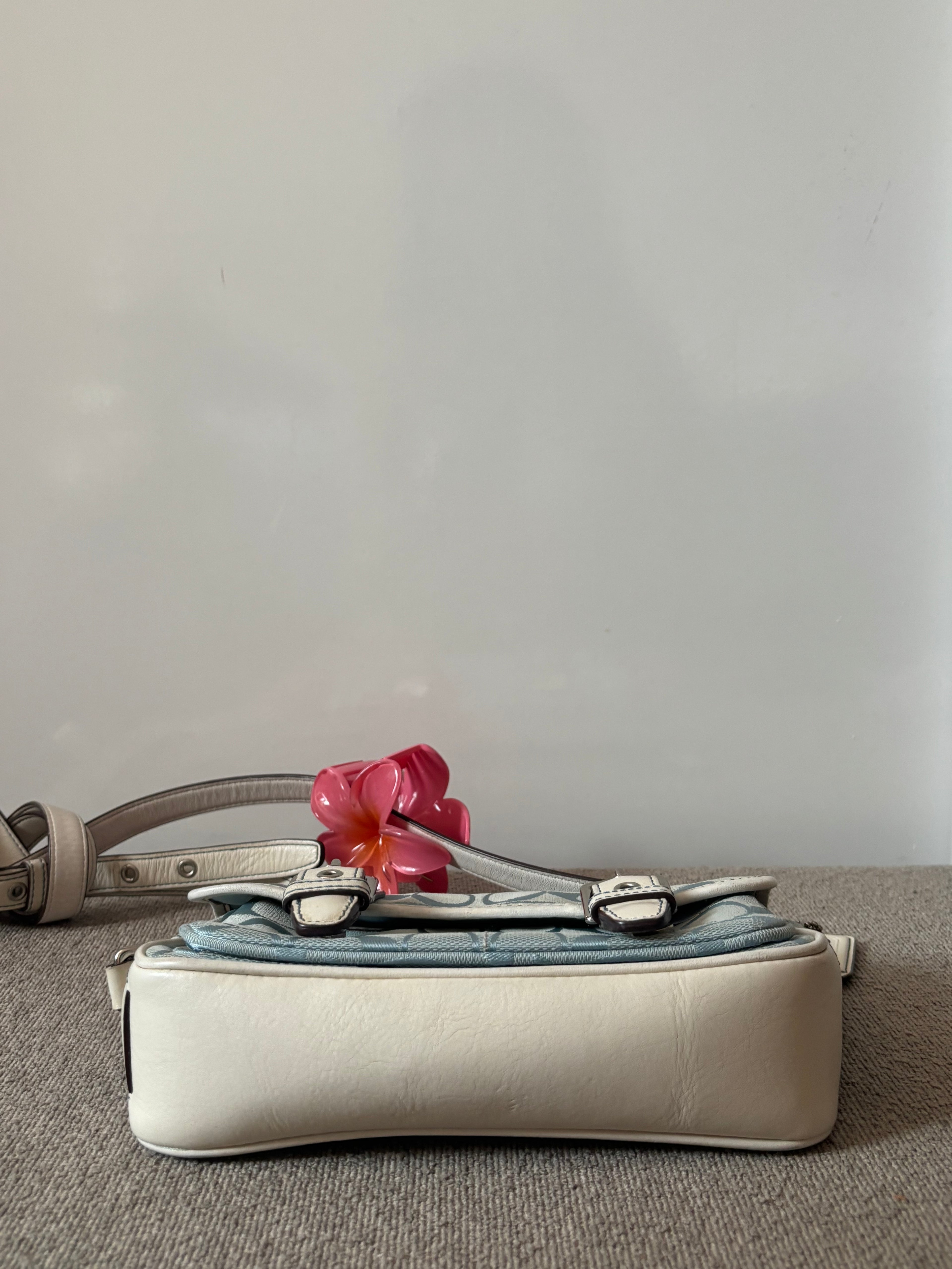 Rare Vintage Coach Blue Signature Crossbody Bag | 6844