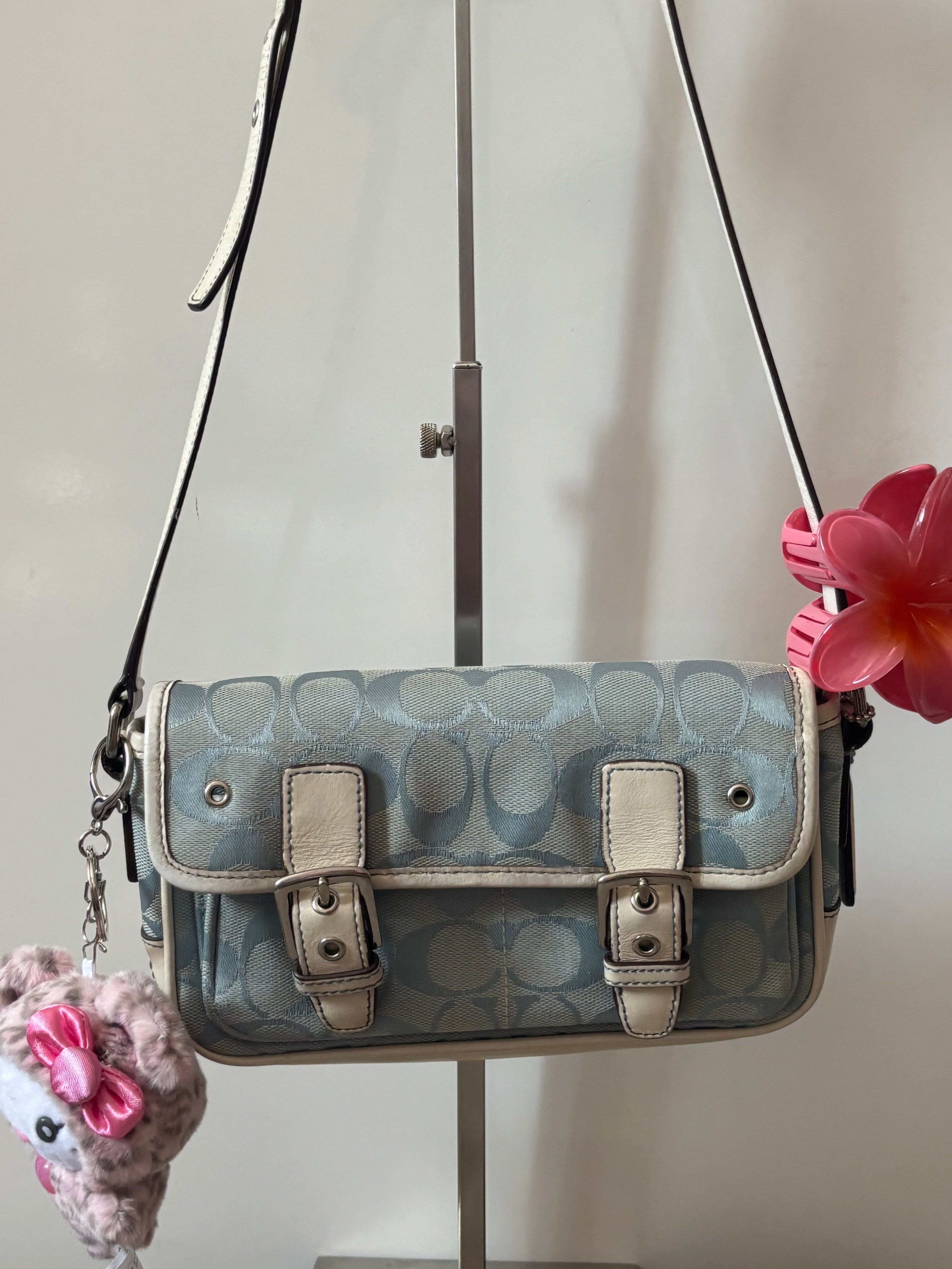 Rare Vintage Coach Blue Signature Crossbody Bag | 6844