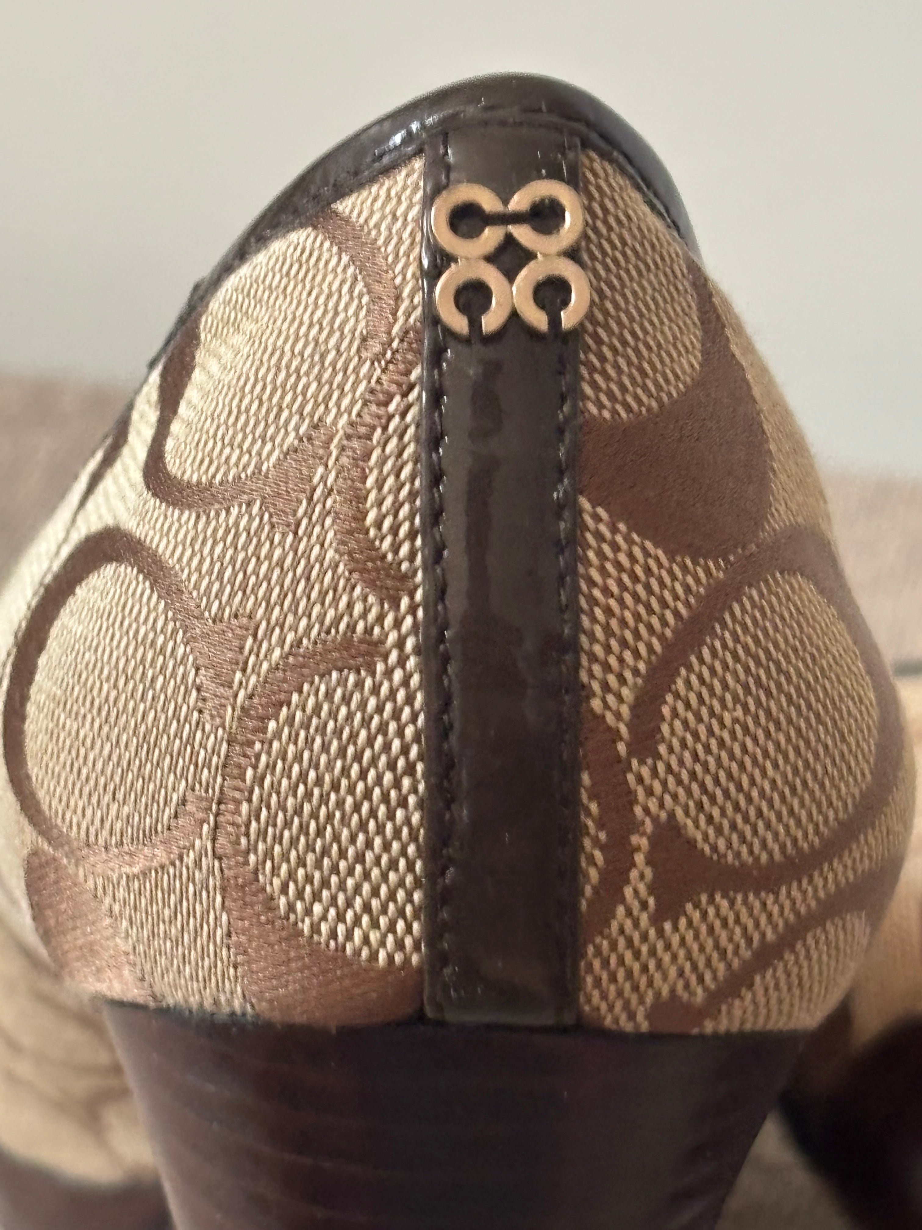 Vintage Coach Signature Peep-Toe Platform Pumps – Size 8.5