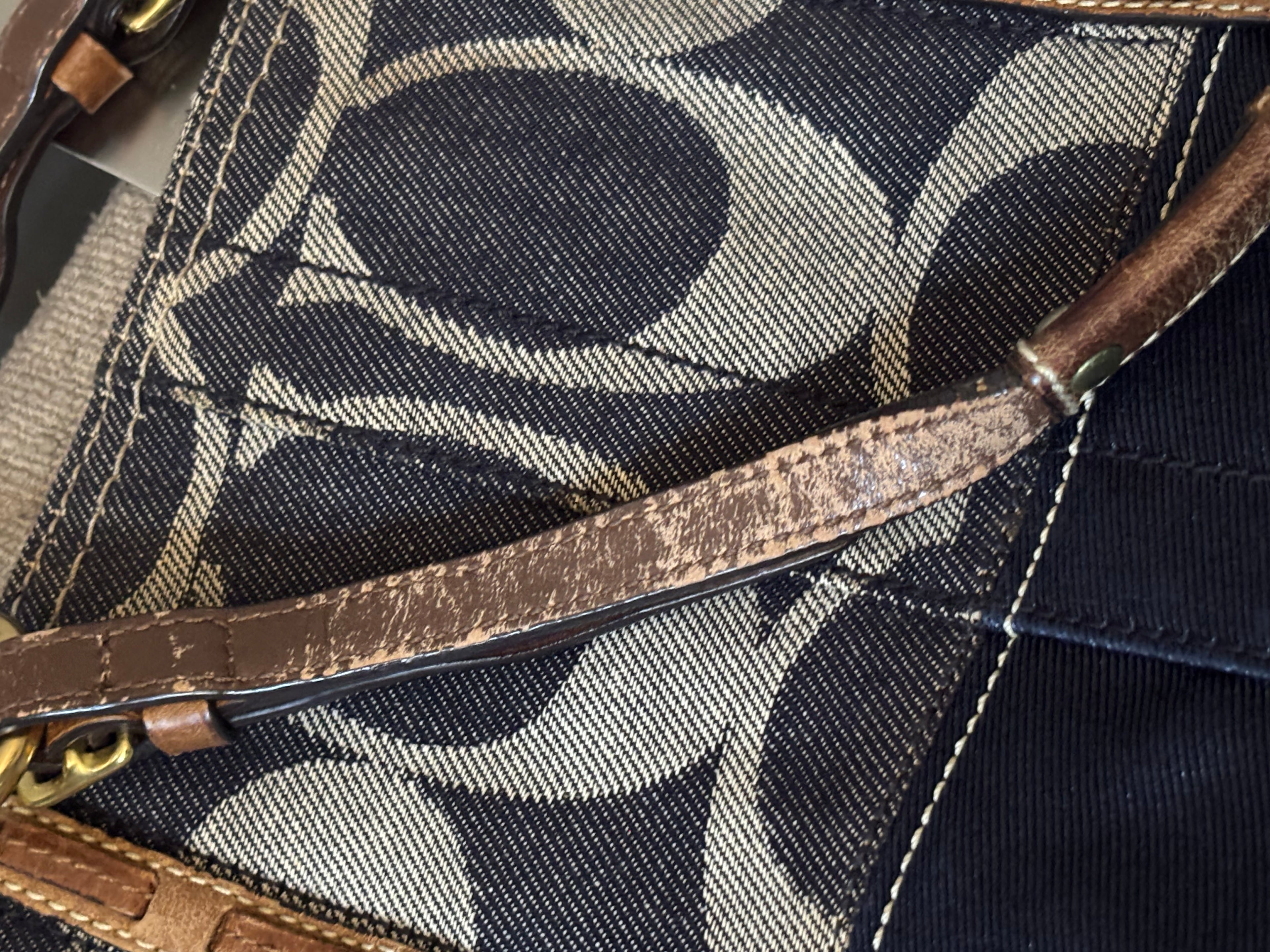 Coach Signature Denim Tote With Leather Part | 11179