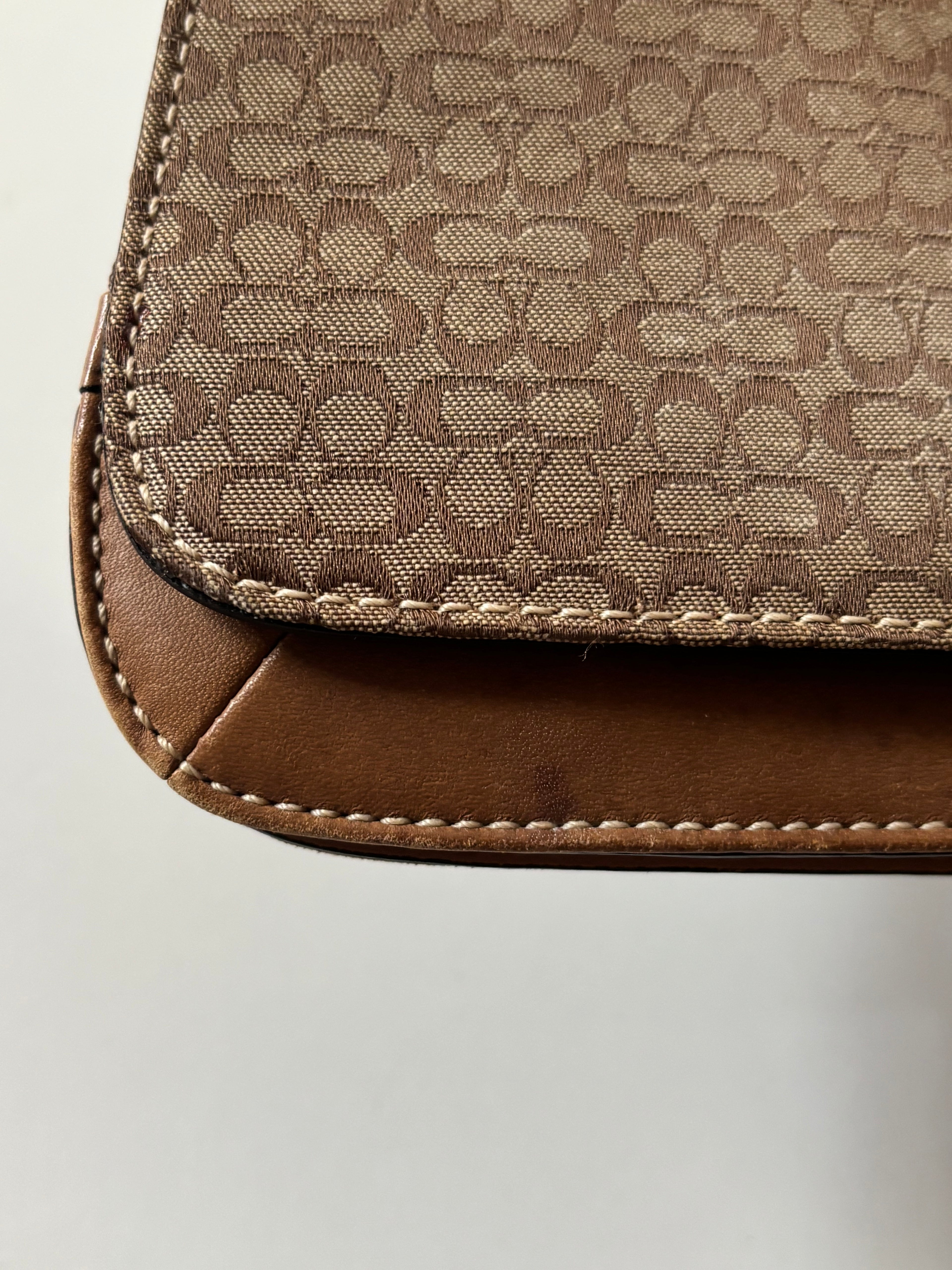Vintage Coach Mini Brown Signature Canvas and Leather Shoulder Bag | 7075