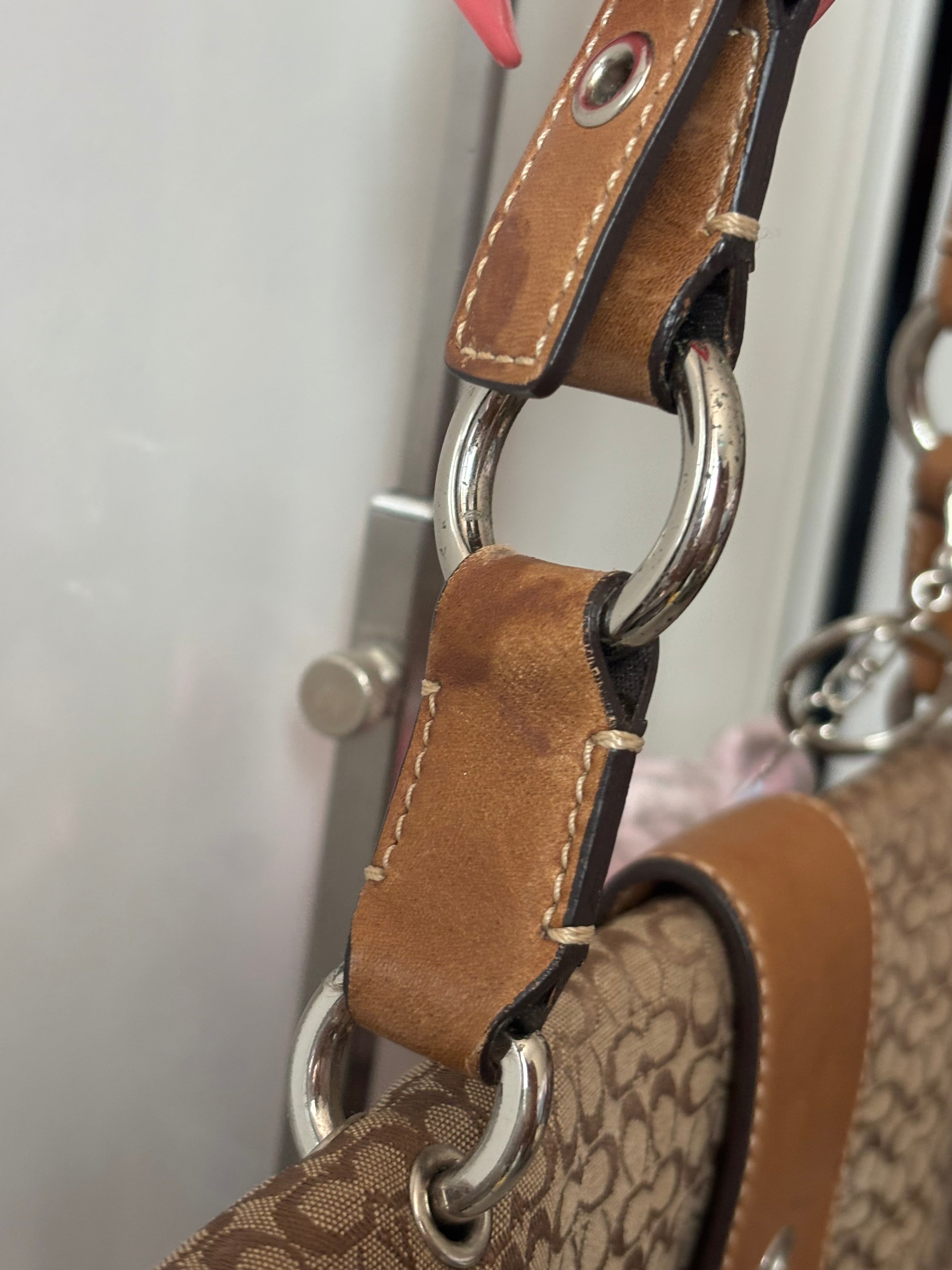 Vintage Coach Mini Brown Signature Canvas and Leather Shoulder Bag | 7075